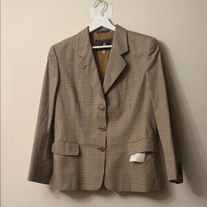 Faconnable Tan Brown Plaid Sport Coat Blazer
